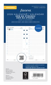 Filofax kalendář 2026 ČJ+SJ den/1 stránka